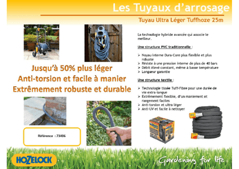 41 - Motoculture, Outillage Ferme et Jardin  - Pompes et accessoires arrosage - Tuyau hybride 25 m TUFFHOZE