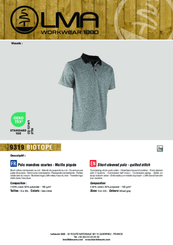 24 - Equipement et protection individuelle - Habillement - Polo manches courtes BIOTOPE