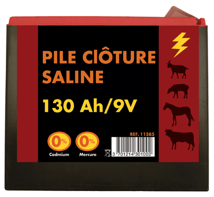 11 - Clôture, Patura - Batteries et piles - Pile saline 9 V 130 Ah