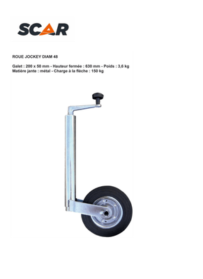 02 - Accessoires attelage et remorque - Accessoires remorque routière - Roue jockey ⌀ 48