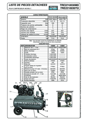 42 - Nettoyeur Haute Pression, Aspirateur, compresseurs, outils pneumatique - Compresseurs - Compresseur monophasé 100 L 9 Bar 3 CV