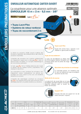 42 - Nettoyeur Haute Pression, Aspirateur, compresseurs, outils pneumatique - Compresseurs - Enrouleur tuyau d'air 15 m