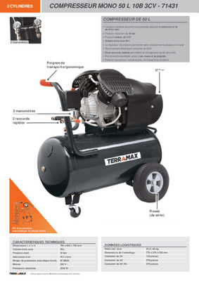 42 - Nettoyeur Haute Pression, Aspirateur, compresseurs, outils pneumatique - Compresseurs - Compresseur d'air 50 L 