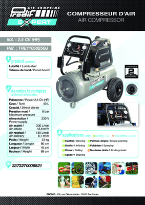 42 - Nettoyeur Haute Pression, Aspirateur, compresseurs, outils pneumatique - Compresseurs - Compresseur d'air monophasé 50 L
