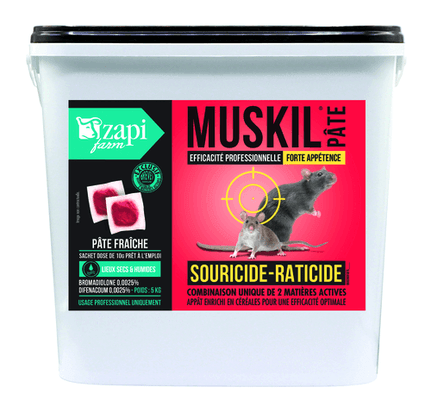 38 - Lutte anti nuisibles - Produits anti nuisibles - Raticide souricide MUSKIL 5 kg