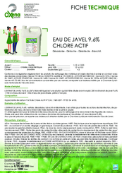 22 - Matière consommables atelier, Hygiène - Hygiène - Extrait de javel 9,6%