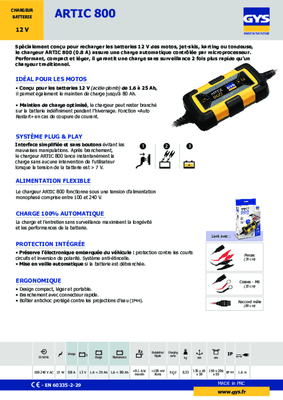 05 - Batterie et accessoires - Chargeurs - Chargeur ARTIC 800
