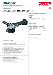 20 - Electroportatifs - Meuleuses, tronçonneuses - Meuleuse sans fil 18V DGA506Z