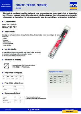 57 - Soudure - Electrodes - Electrode fonte Ø 3,2 mm