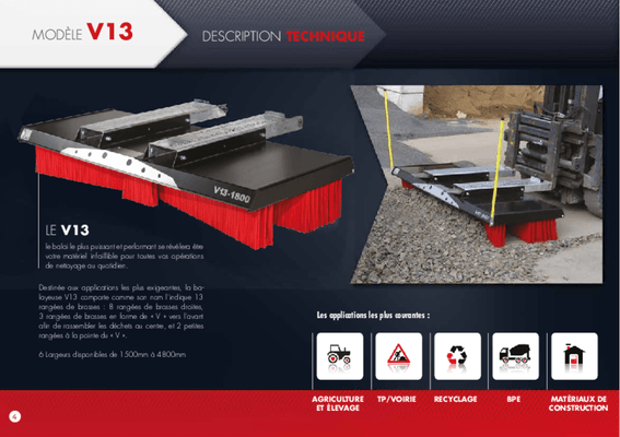 41 - Motoculture, Outillage Ferme et Jardin  - Outillage jardin et ferme - Balai pousseur V13 2,40 m