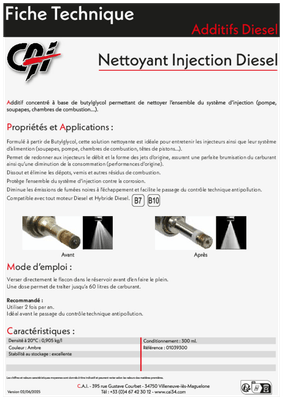 09 - Carburant et transfert - Additifs - Nettoyant injection diesel 300 ml