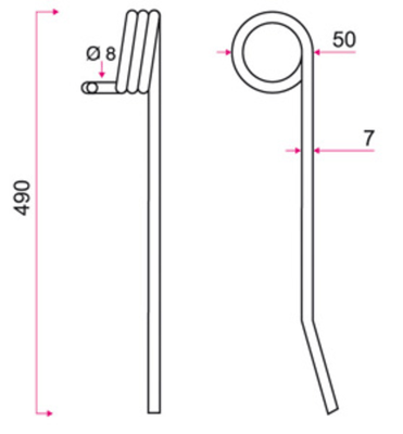45 - Pièces d'usure et travail du sol - Divers - Dent de herse étrille adaptable 7 mm