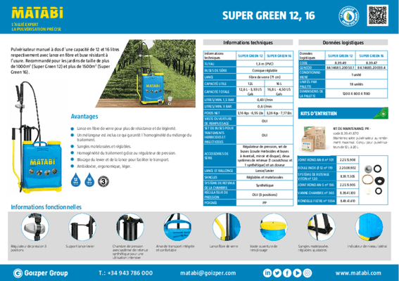56 - Semence Traitement, Semis  - Pulvérisation - Pulverisateur à dos super green