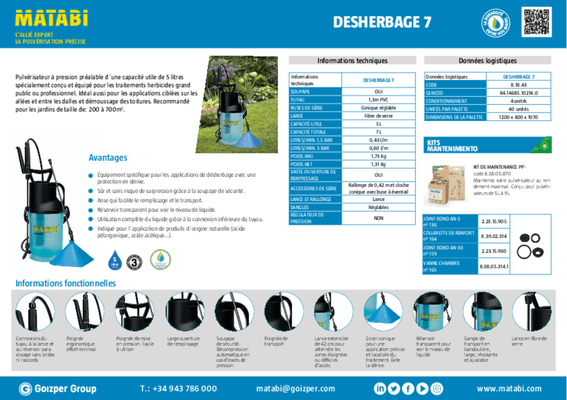 56 - Semence Traitement, Semis  - Pulvérisation - Pulvérisateur désherbage 7-5 L
