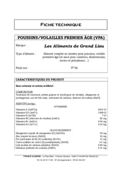 21 - Elevage - Alimentation animale - Aliments complets poussin 1er âge 25 kg