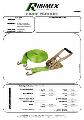 53 - Quincaillerie - Accessoires portails - Sangle d'arrimage à cliquet 12M 5T