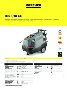 42 - Nettoyeur Haute Pression, Aspirateur, compresseurs, outils pneumatique - Nettoyeur - Nettoyeur HDS triphasé 800L/H 180 bar