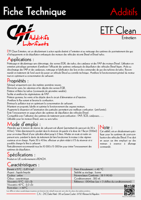 09 - Carburant et transfert - Additifs - ETF CLEAN entretien diesel