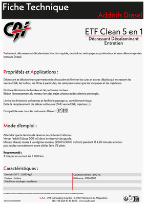 09 - Carburant et transfert - Additifs - ETF CLEAN entretien diesel