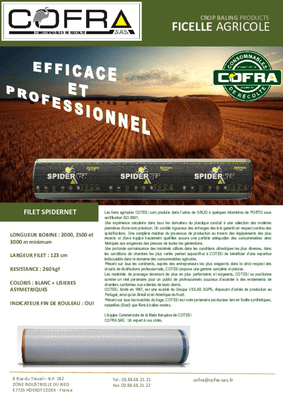 25 - Fenaison - Consommables récolte - Filet agricole SPIDERNET