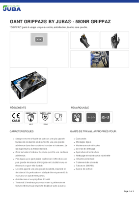 24 - Equipement et protection individuelle - Gants - Gants de protection jetables texturisés