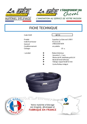 01 - Abreuvement - Abreuvoirs et accessoires - Bac SUPERBAC 1000 L