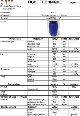 41 - Motoculture, Outillage Ferme et Jardin  - Outillage jardin et ferme - Fût de macération 120 L