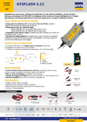 05 - Batterie et accessoires - Chargeurs - Chargeur GYSFLASH 4.12 - 70 Ah