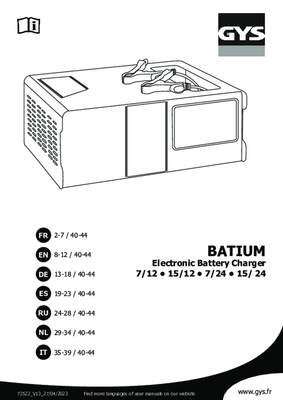 05 - Batterie et accessoires - Chargeurs - Chargeur électronique BATIUM 7-12