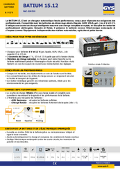 05 - Batterie et accessoires - Chargeurs - Chargeur électronique BATIUM 15 - 12