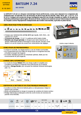 05 - Batterie et accessoires - Chargeurs - Chargeur Batium 7-24