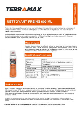 Consommables atelier - Nettoyants - Nettoyant freins